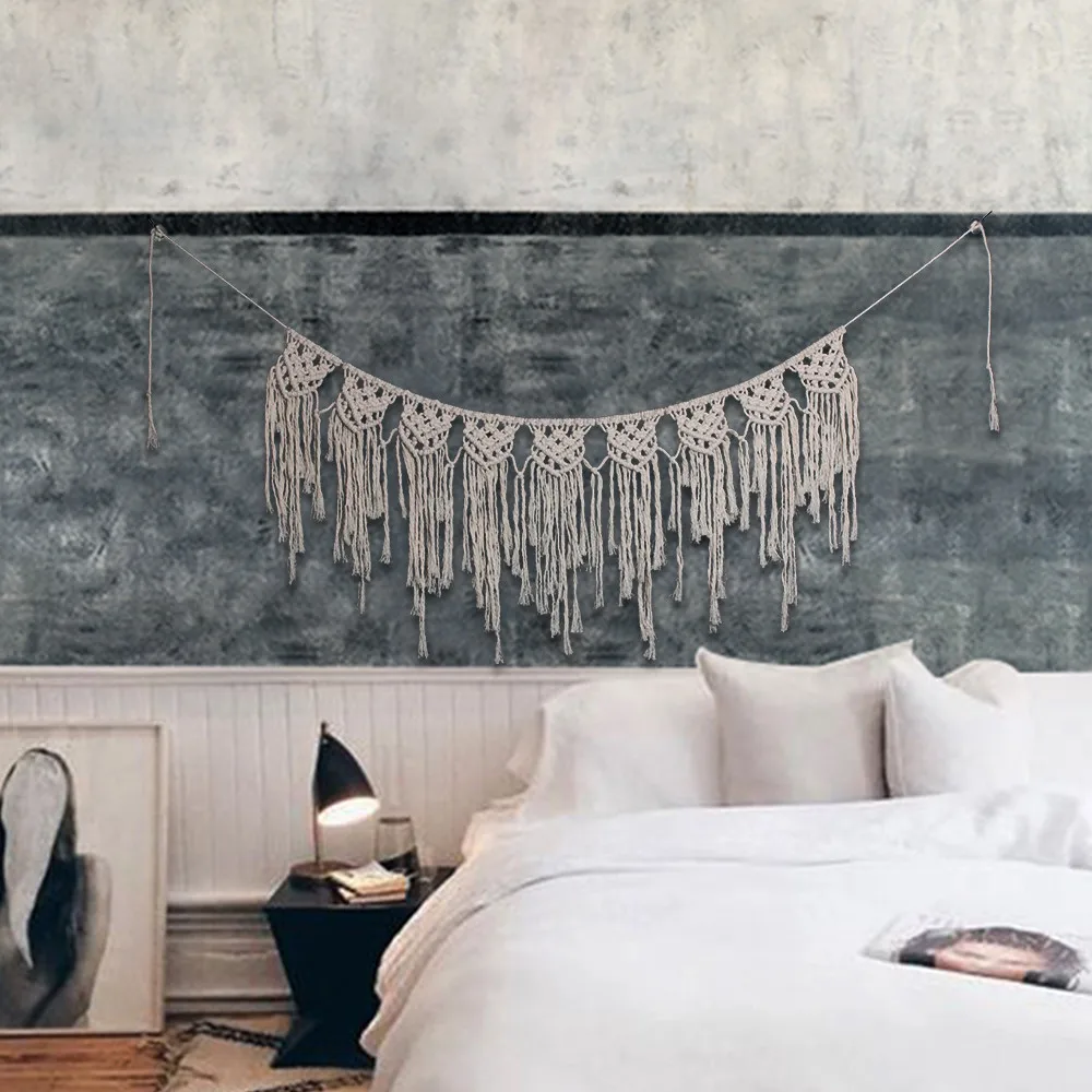 Новый богемный макраме ручной работы трикотажное настенное украшение для дома и