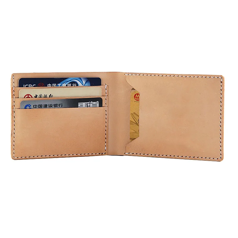 

WOONAM Handcrafted Genuine Vegetable Tanned Oxidized Cowhide Leather Men's Short Bi-fold Slim Wallet Mb320