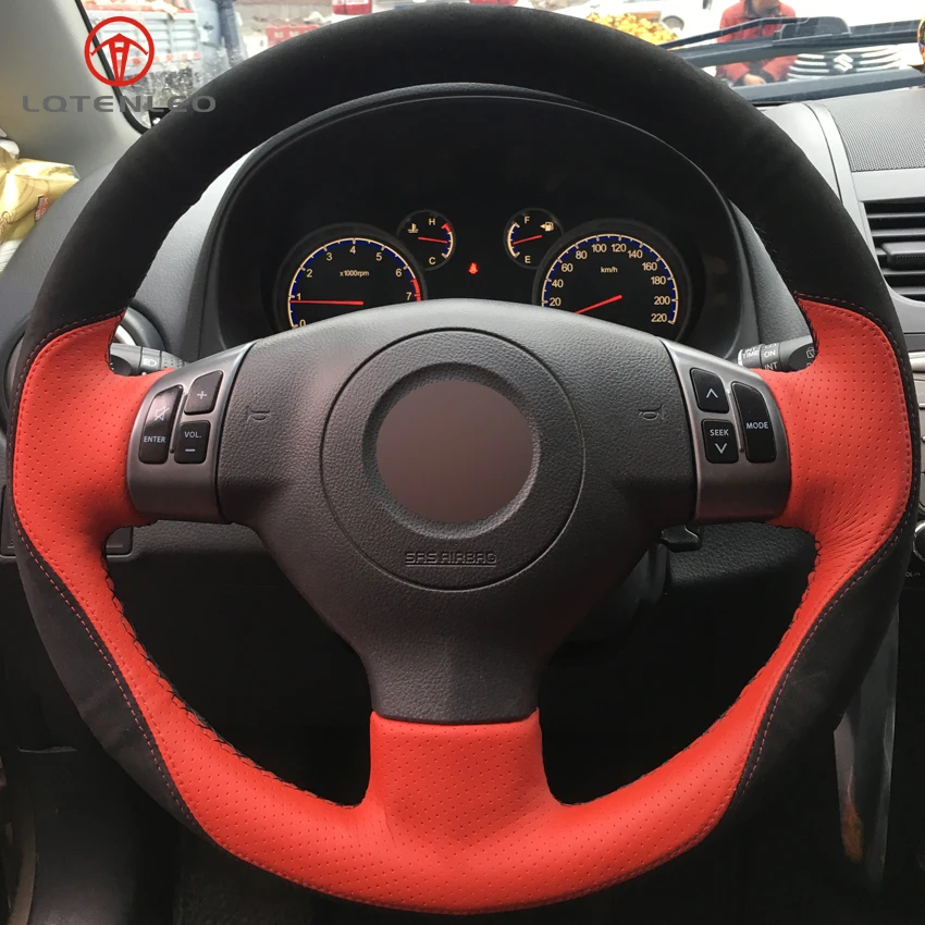 LQTENLEO черная замша красная кожаная DIY Вручную прошитый Руль Обложка для Suzuki SX4 Alto Swift Старый Swift всплеск Opel agila