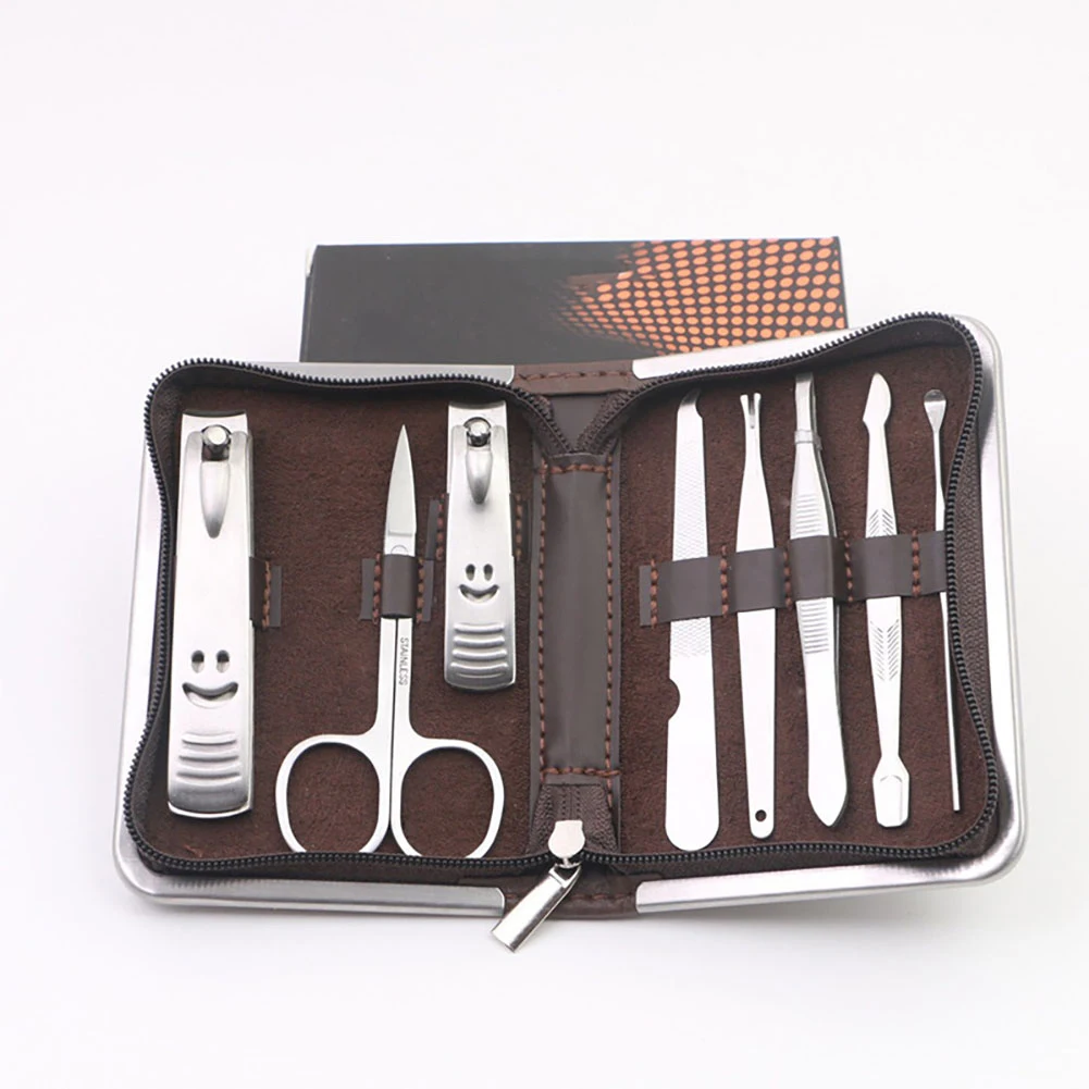 8Pcs/Set Stainless Steel Nail Clipper Kit Pedicure Scissors Tweezer Knife Ear Pick Manicure Set Art Tools | Красота и здоровье