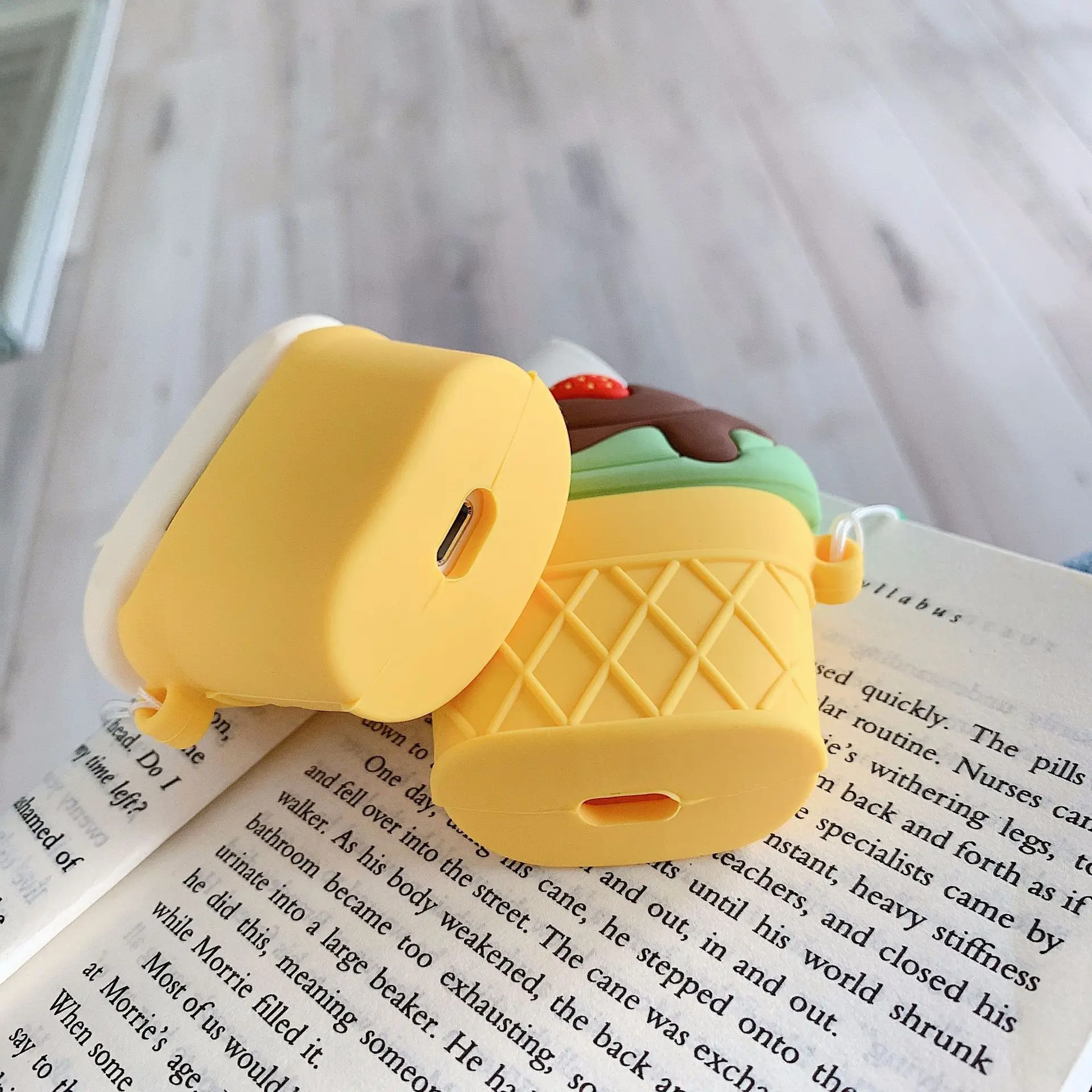 Чехол для AirPods чехол 3D наушников с изображением вишни клубники мороженого кольцо