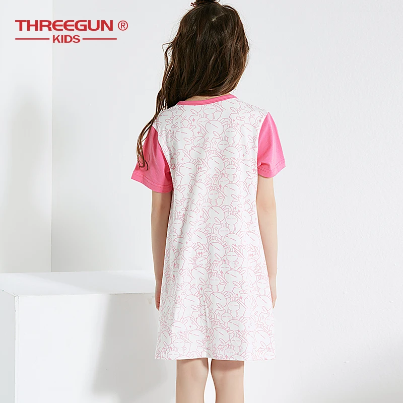 THREEGUN/Ночная рубашка; детская одежда; летние платья; пижамы для маленьких девочек; хлопковая ночная рубашка; Детская домашняя одежда для девочек; ночные рубашки