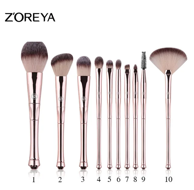 ZS108 only brush ZOREYA кисти для макияжа 10 шт. набор кистей для макияжа с розовой сумкой из искусственной кожи Пудра основа Румяна Тени для век кисти новое поступление - Handle Color: ZS108 only brush