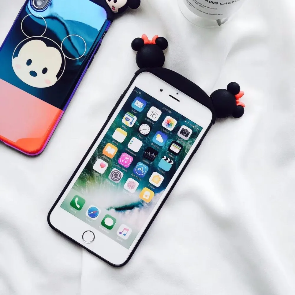 Fashion 3D Blue-ray soft Case for iphone 7 8 plus 6 6S Plus Cute Cartoon Mickey Minnie phone Cover X XR XS Max Coque |