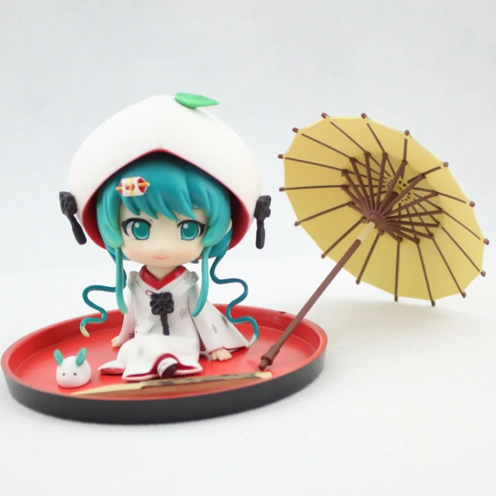 Аниме Рисунок 10 см 4 шт./компл. Hatsune Miku Снежная Мику клубника белое кимоно Ver. ПВХ