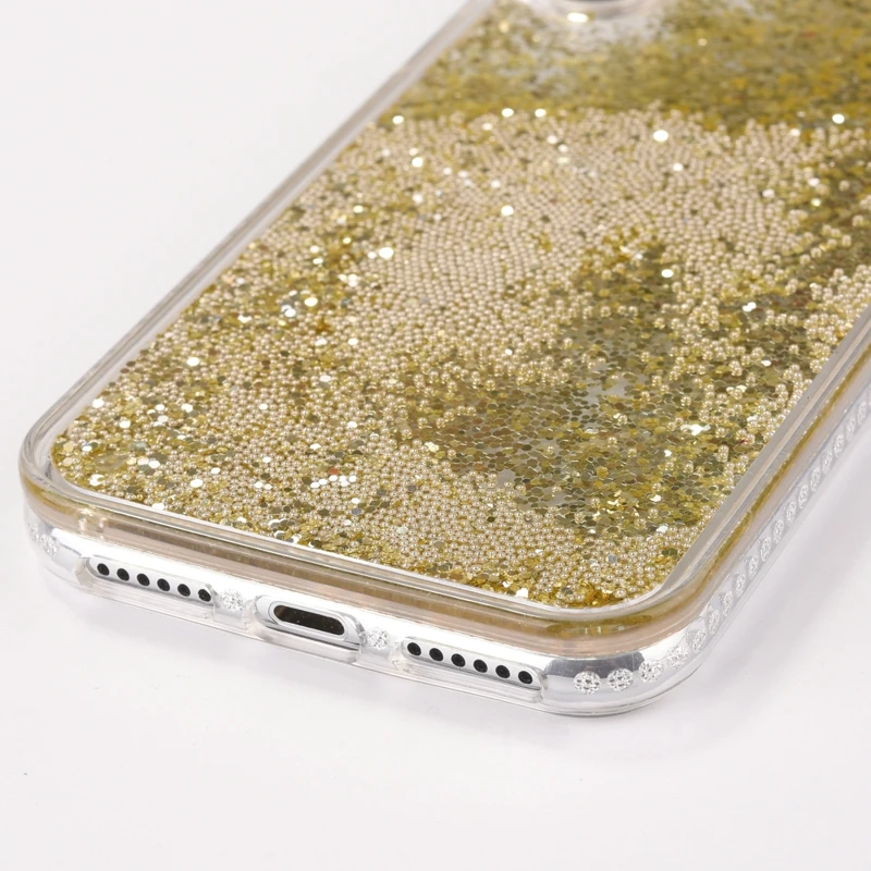 Мода жидкий сыпучий песок с блестками из бисера чехол для телефона iPhone X 10 8 плюс