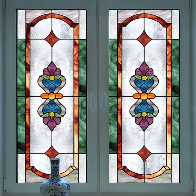 

European Church Art Glass Film Stained Window Opaque Sticker Self Adhesive/Static Cling Decor Privacy do custom size B1014