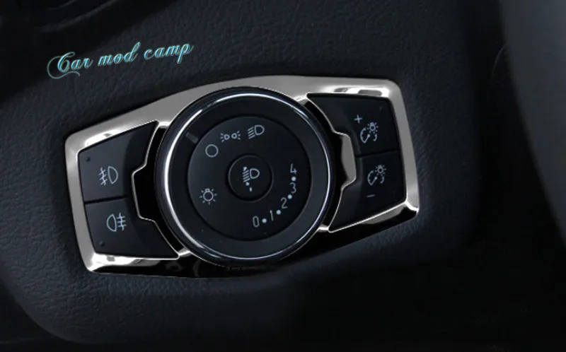 For Ford Mustang 2015 2016 2017 Stainless Chrome Interior Head Light Adjustment Button Cover Trim 1pcs Car Styling Accessories! |
