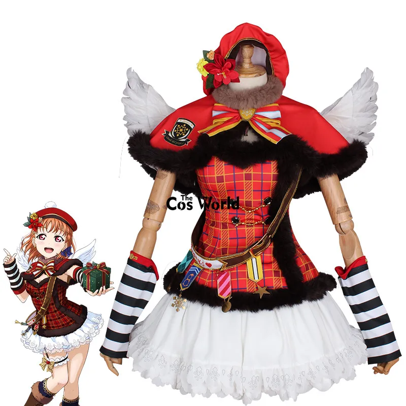 Love Live Sunshine Takami Chika Рождественская футболка для хора топ платье Униформа наряд
