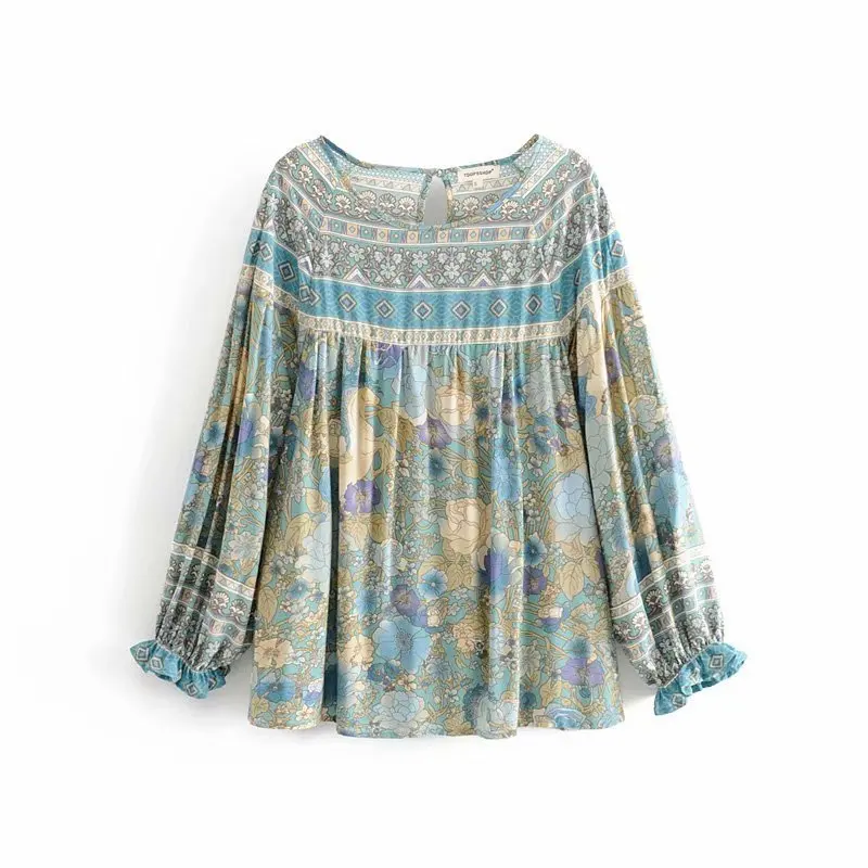 New arrival DJF45-8316 Euro-American Fashion Orientation Printed Loose Top |