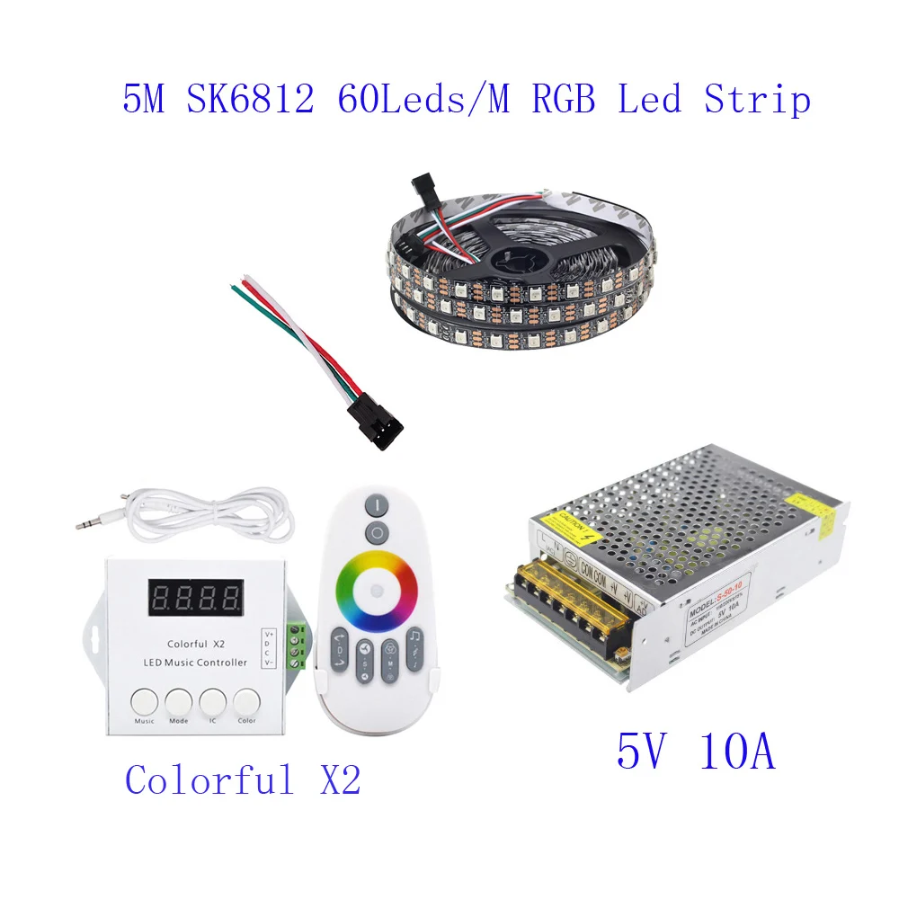 15 м 10 5 WS2812B Светодиодная лента IC 60 светодиодов/м RGB умная Пиксельная полоса +