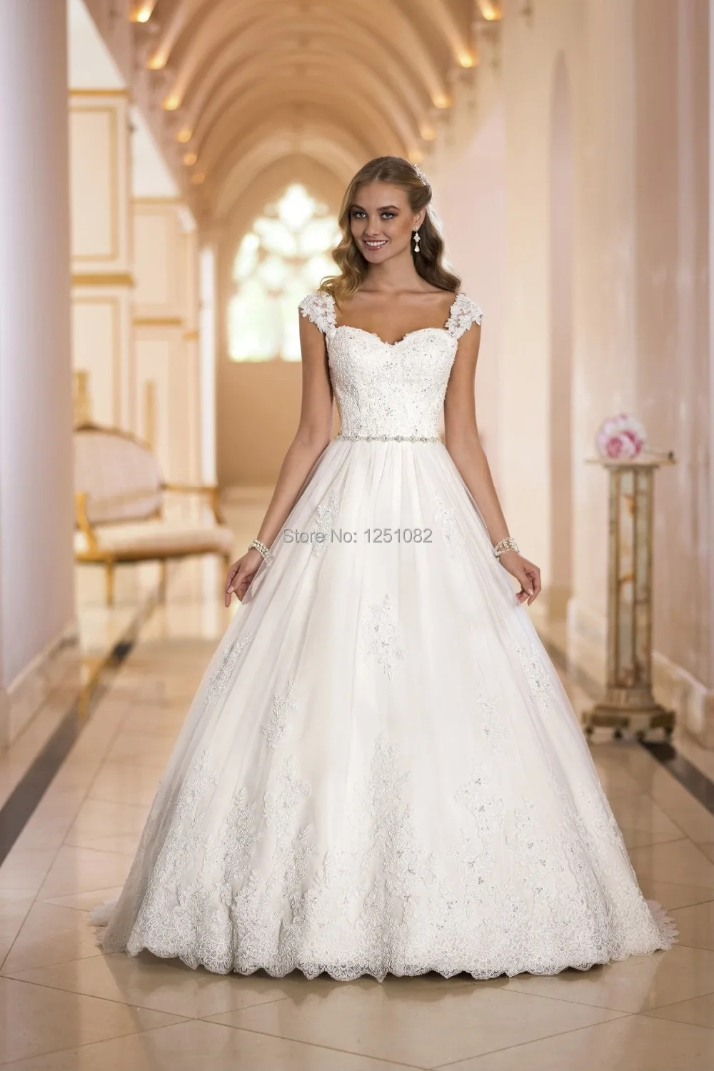 Милая Спинки Бретельках Аппликации Бисероплетение-line Тюль Свадебные Платья Vestidos