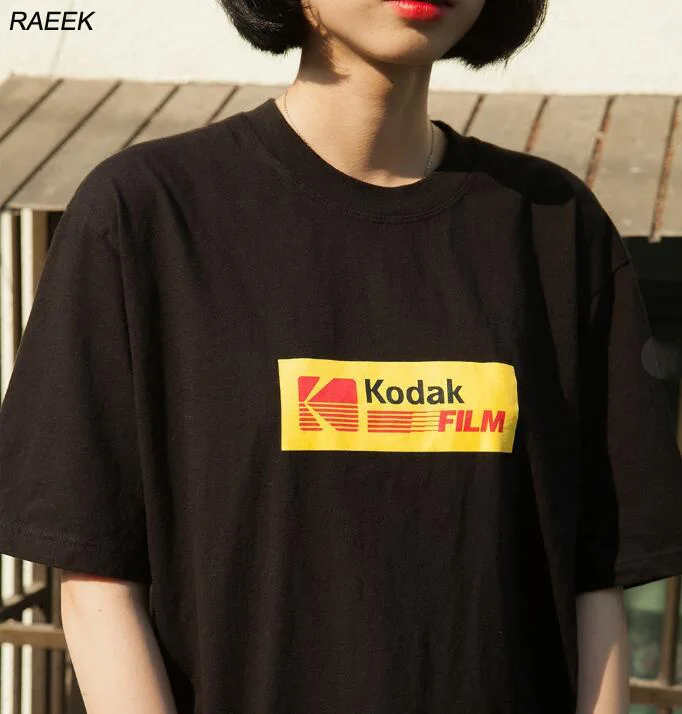 2018 Летняя мужская и женская футболка в Корейском стиле ретро свободная Kodak с