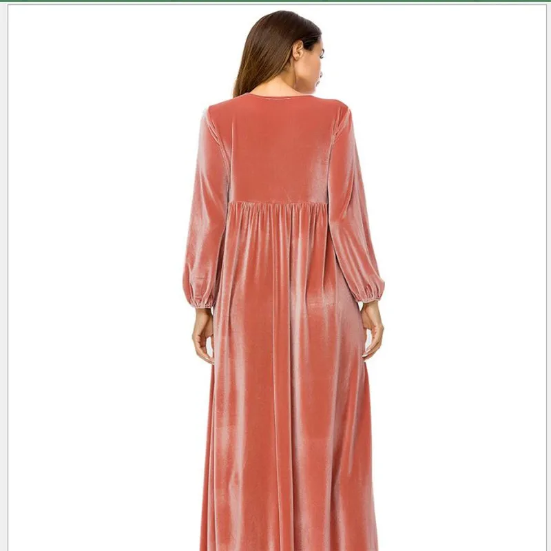 Женское бархатное платье в мусульманском стиле Abayas Свободная Женская одежда