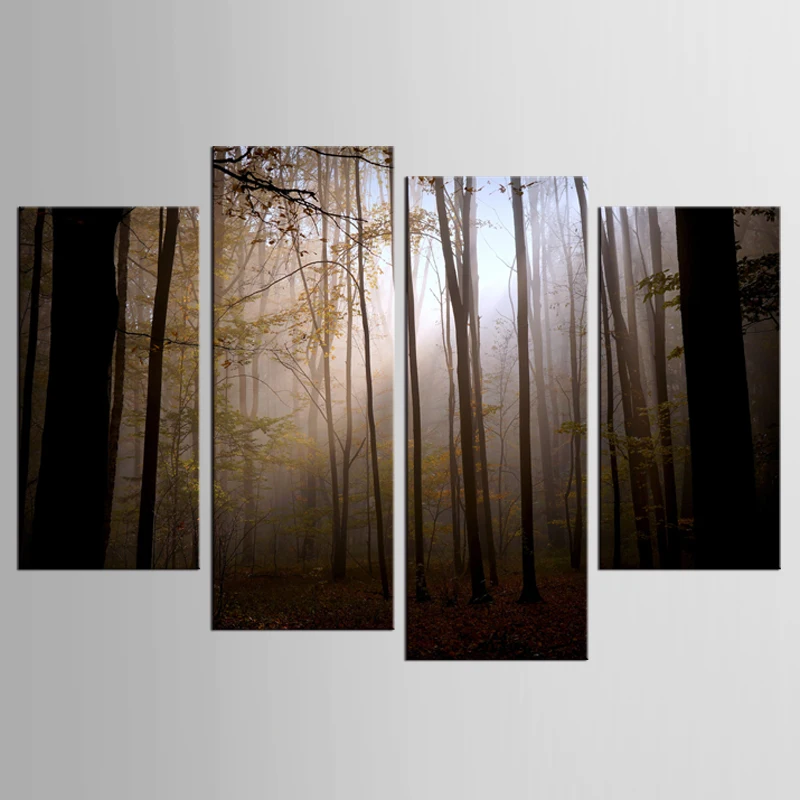 4 sets of dim woods landscape mural art home decoration living room canvas printing modern painting XL-FJ352-1 | Дом и сад