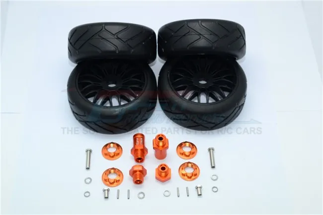 1/10 AXIAL YETI 90026 ALLOY FRONT &amp REAR HEX ADAPTERS+RUBBER ON-ROAD RADIAL TIRES WITH PLASTIC WHEELS-SET YT88910/0823 | Игрушки и