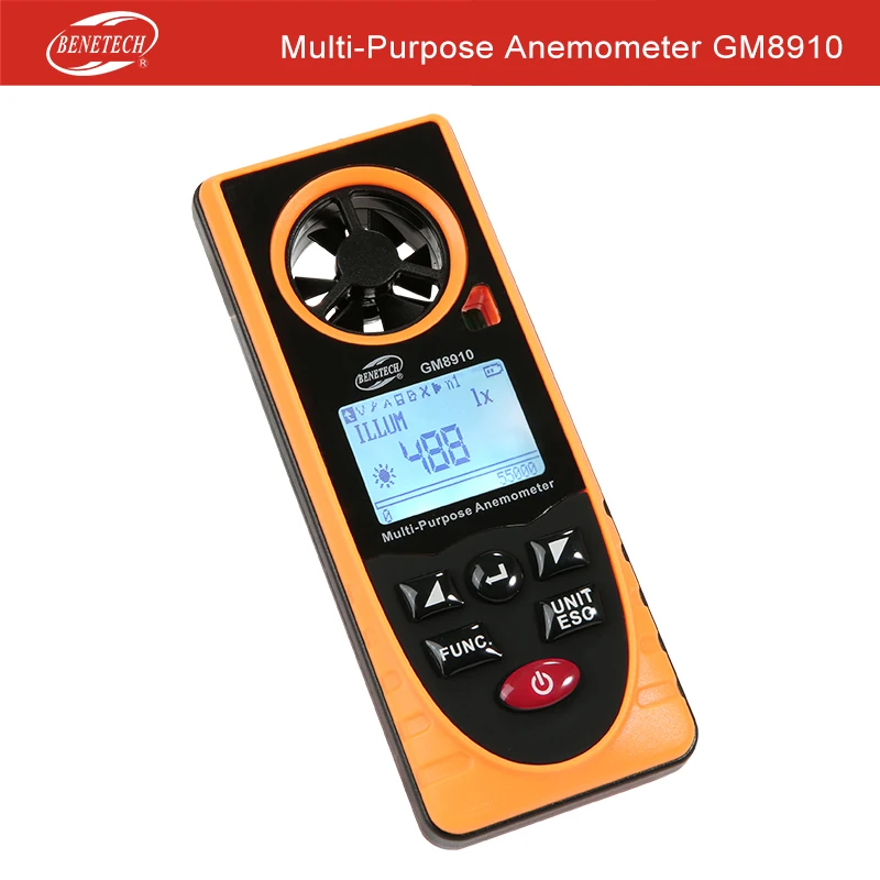 Многофункциональный Анемометр lux измеритель скорости ветра GM8910 Benetech|wind speed|anemometer