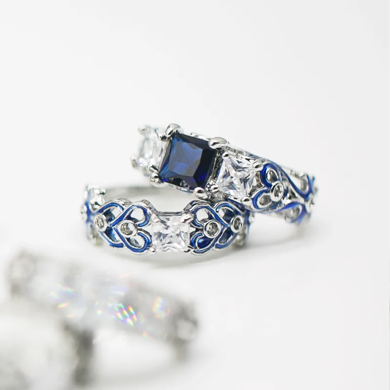 925 anillos, серебряное, 2 шт, обручальное, для пары, для женщин, цвет, кристалл, циркон, сердце, модное кольцо, для девушек, любовь и блеск, изумруд, ювелирное изделие