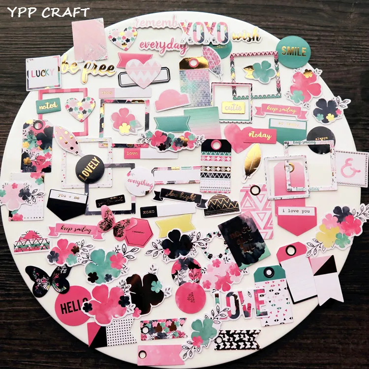 YPP CRAFT 70pc никогда не сдается кардшток высечки для скрапбукинга счастливого
