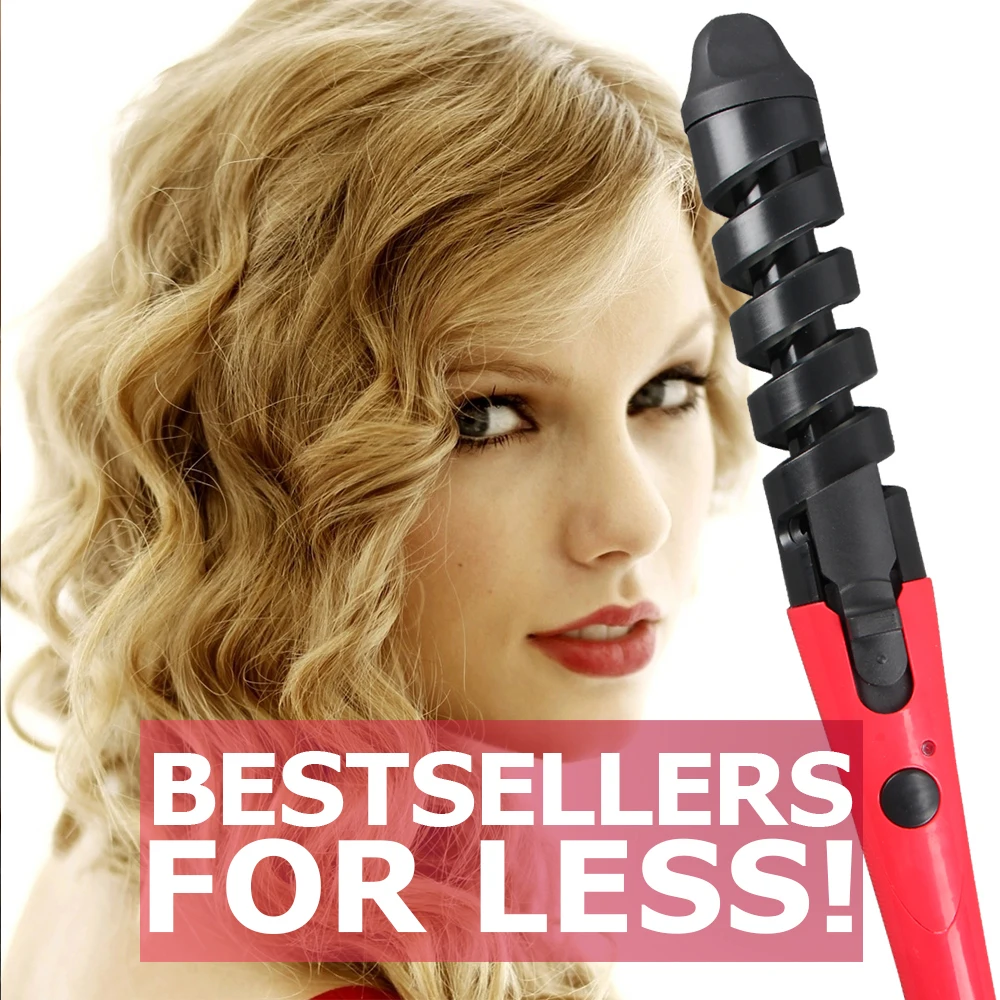 New 2015 Black Red Electric Magic Hair Styling Tool Rizador De Pelo Curler Roller Pro Spiral Curling Iron Wand Curl Styler |