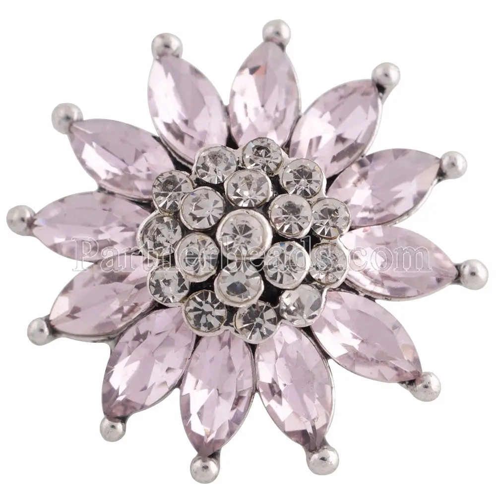 New rhinestone sun flower 20mm snap button snaps jewelry fit for bracelets&ampbangles wholesale KC8922 | Украшения и аксессуары