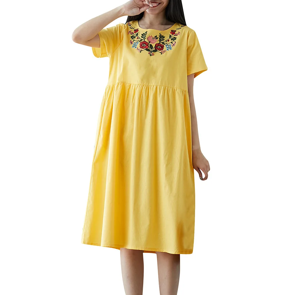 Женское пляжное платье Feitong повседневное винтажное до середины икры с круглым