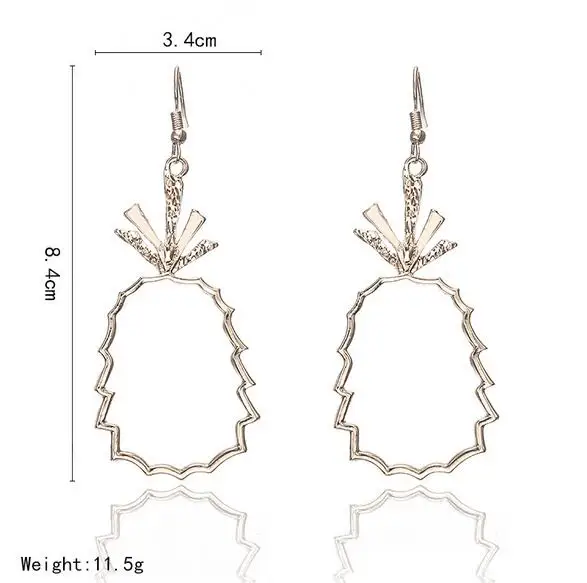 Богемные геометрические розовые золотые ананасы Висячие серьги для женщин