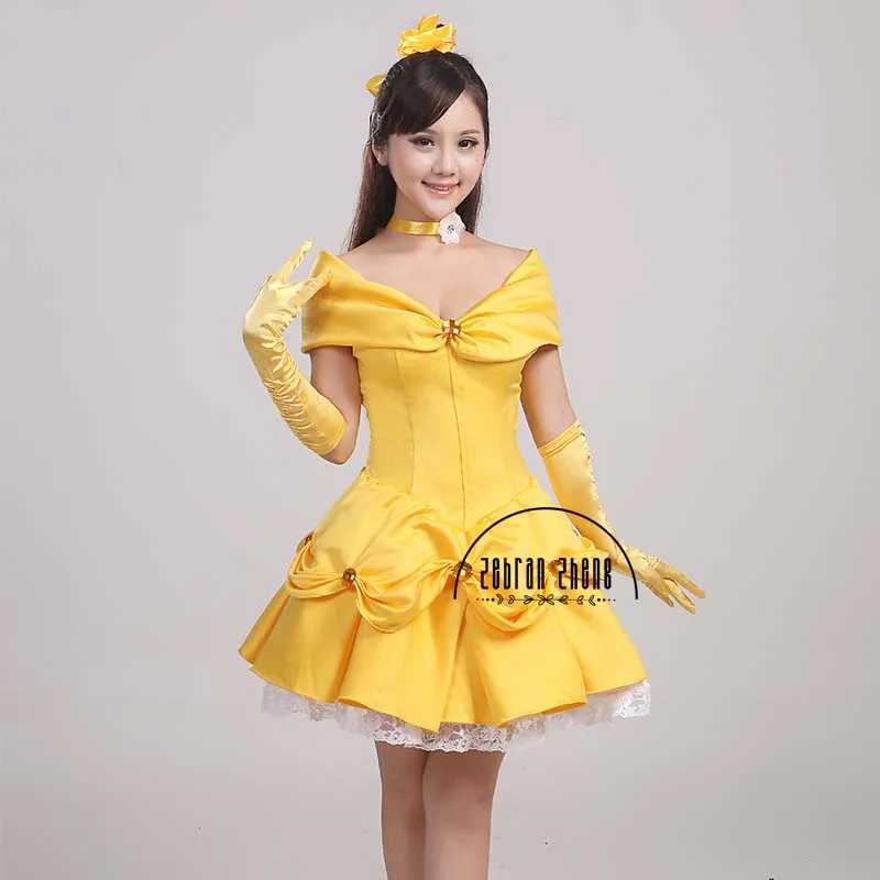Принцесса для взрослых Belle короткий Косплей Костюм Костюмы на Хэллоуин платье