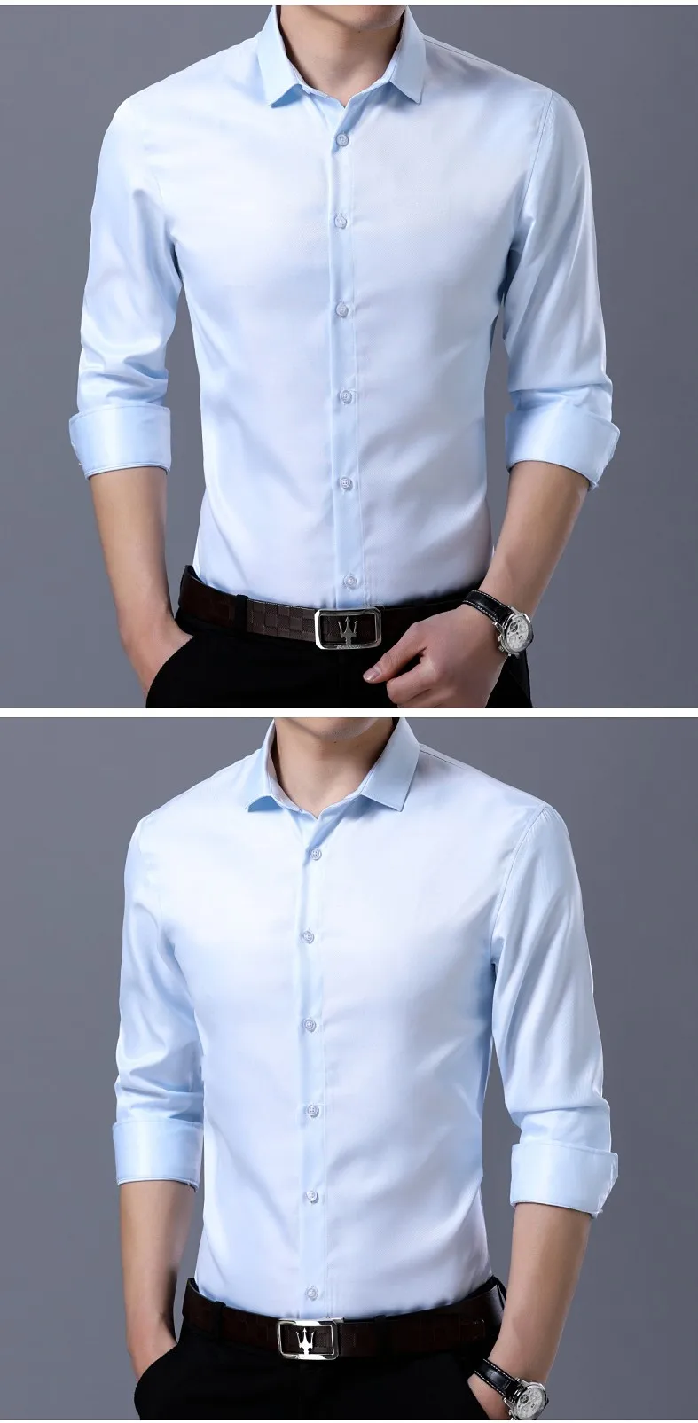 solid men dress shirts long sleeve casual slim fit white formal social shirt male brand clothing prom wedding camisas hombre
