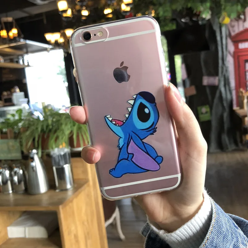 Мягкий силиконовый чехол для iphone 5s 5 SE мультфильм Coque 6 S 7 Plus 8 X прозрачный стежка |