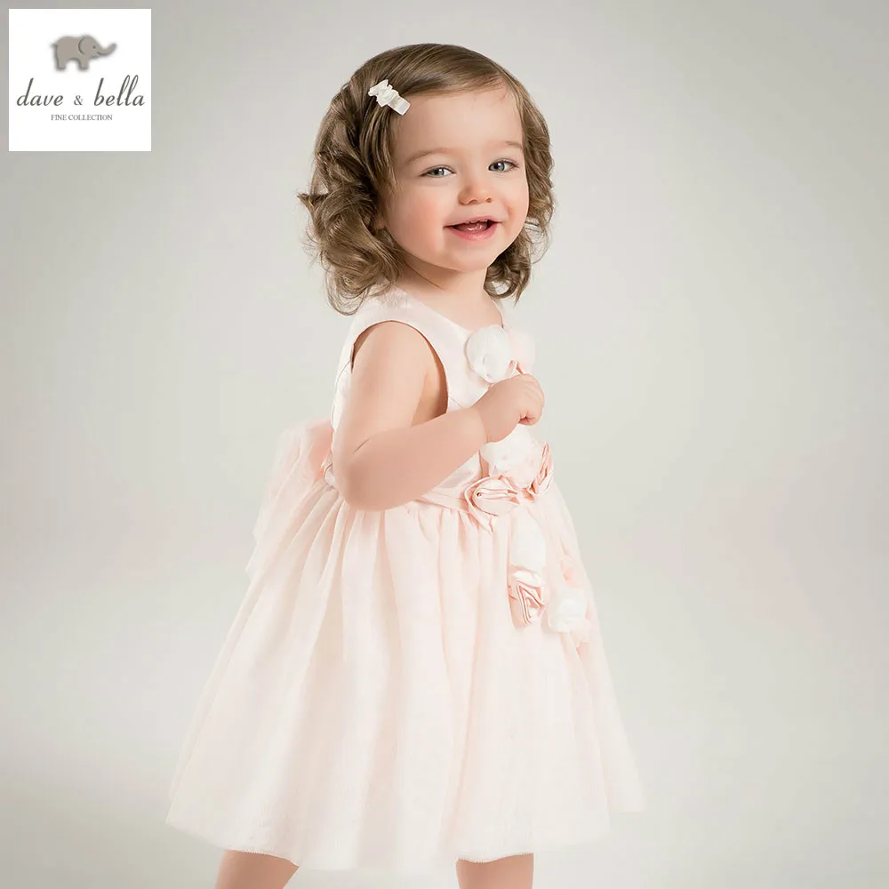 Dave bella/летнее платье принцессы для маленьких девочек детское с цветами свадебное