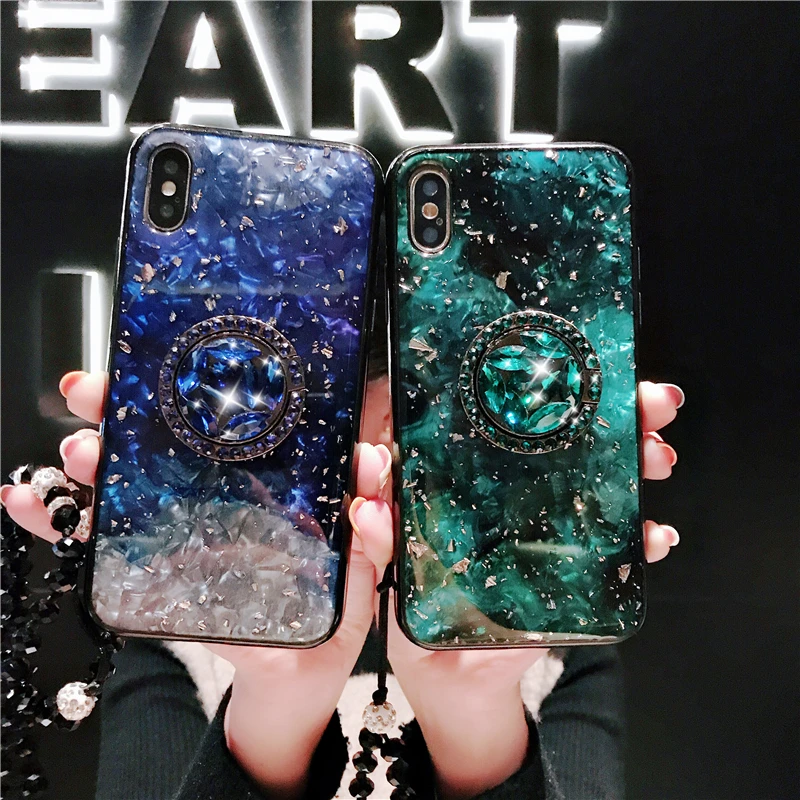Sexy Glitter Flash Phone Case for Huawei P30 Crystal Bead String Lanyard P20 nova4 mate20pro Girls nova3e Elegant Back Cover V10 |