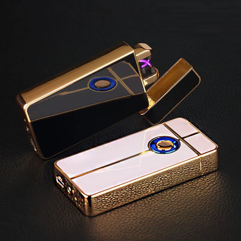 Перезаряжаемая USB зажигалка сенсорная двойная 2018 Электронная для сигарет