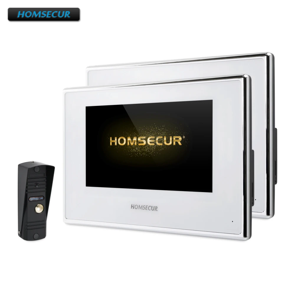 

HOMSECUR 7" Wired AHD Video Door Entry Security Intercom with 1.3MP Black Camera BC011HD-B+BM718HD-W