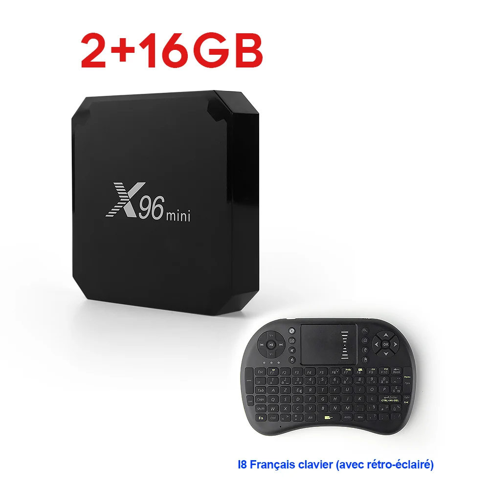 216X96Mini i8 French X96 Мини Android 7,1 2+ 16G/1+ 8G ТВ коробка Amlogic S905W Четырехъядерный 4K 100M LAN Поддержка 2,4 ГГц wifi H.265 декодер Android X96Mini Box - Цвет: 216X96Mini i8 French