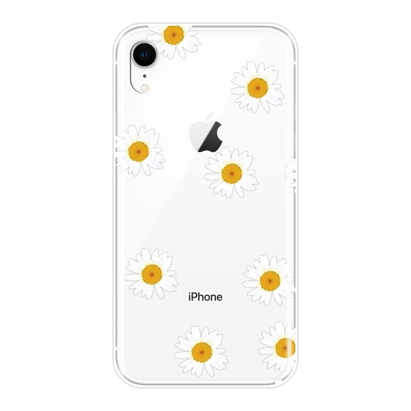 Чехол накладка для iPhone 6 S 7 8 X XR XS Max мягкий силиконовый чехол с белыми цветами