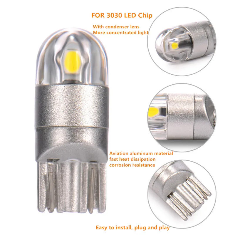 2X T10 w5w светодиодный лампы 3030 SMD 168 194 Габаритные фонари для автомобиля Настольная