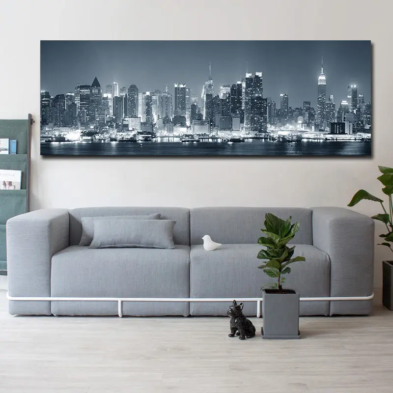 

Newest Modern City Building Picture Unframed Canvas Poster Prints Waterproof Canvas Painting Wall Pictures for Living Room Decor