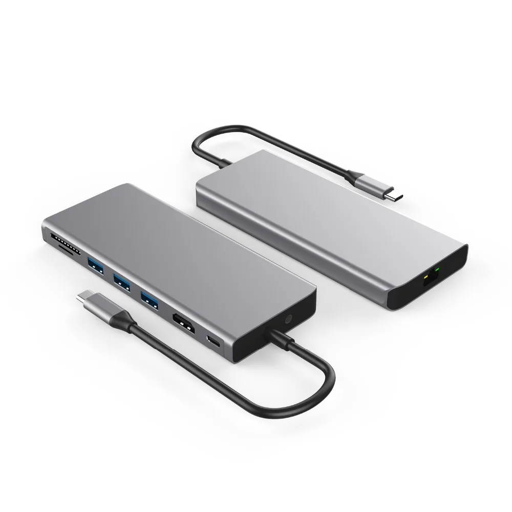 USB HUB Type C к HDMI 4K Ethernet PD зарядка Aux Thunderbolt 3 0 концентратор для MacBook Huawei P20 Pro|USB-хабы| |