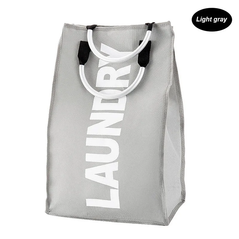 light gray Новая Корзина для белья, корзина для хранения грязной одежды, складная корзина для белья из ткани Оксфорд, водонепроницаемая корзина в ванную комнату - Цвет: light gray