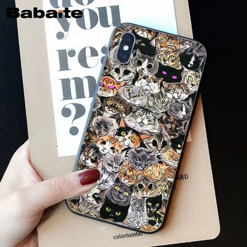 Мягкий силиконовый черный чехол для телефона Babaite с изображением милых животных лисы кошки для iPhone 8 7 6 6S Plus 5 5S SE XR X XS MAX Coque Shell