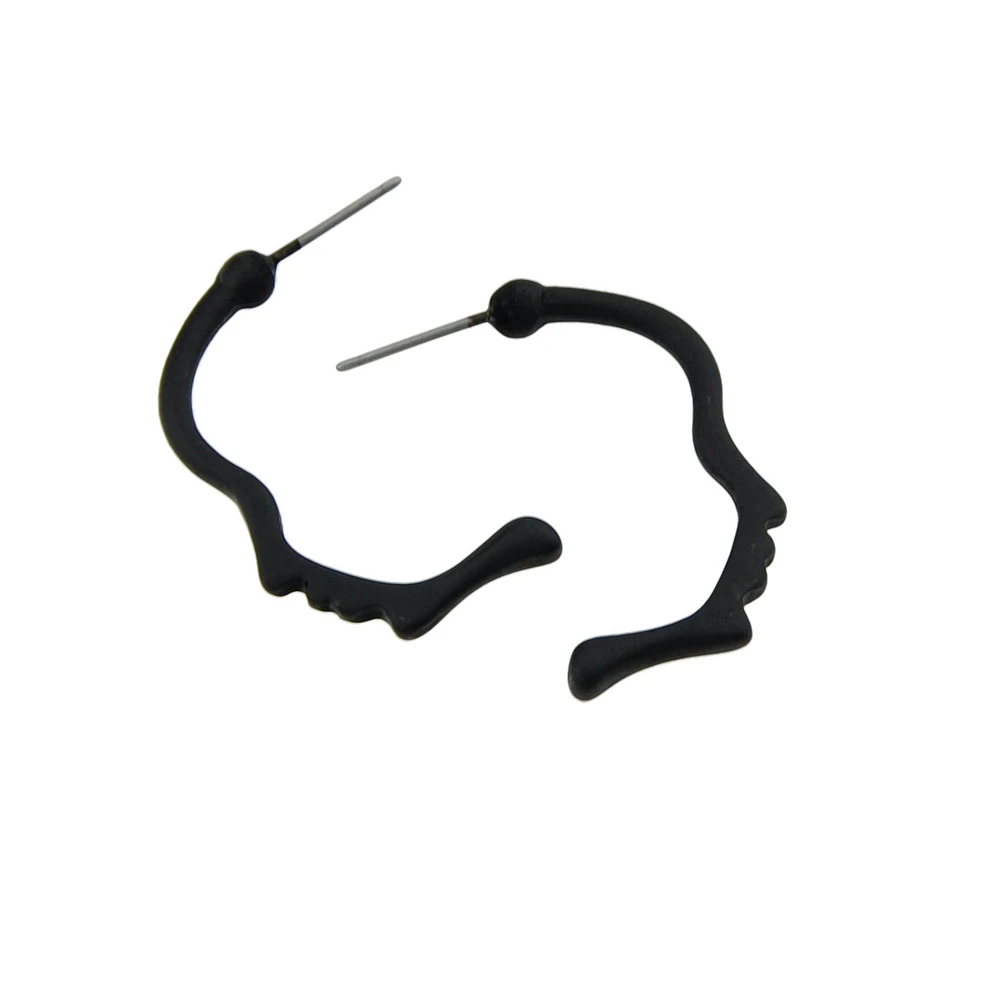 Hiphop/Rock Style Minimalist Earrings Black Silver Gold-Color Face Shape Stud For Women |