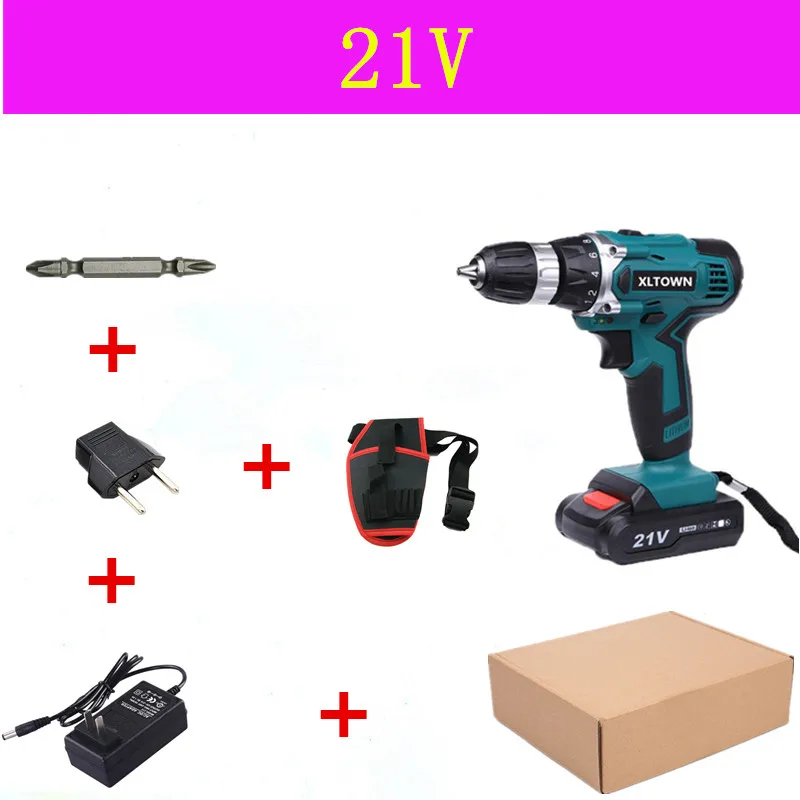 21V A XLTOWN 16,8/21 в электрическая отвертка домашняя беспроводная многофункциональная электрическая отвертка ручная дрель литиевая батарея электроинструменты - Цвет: 21V A