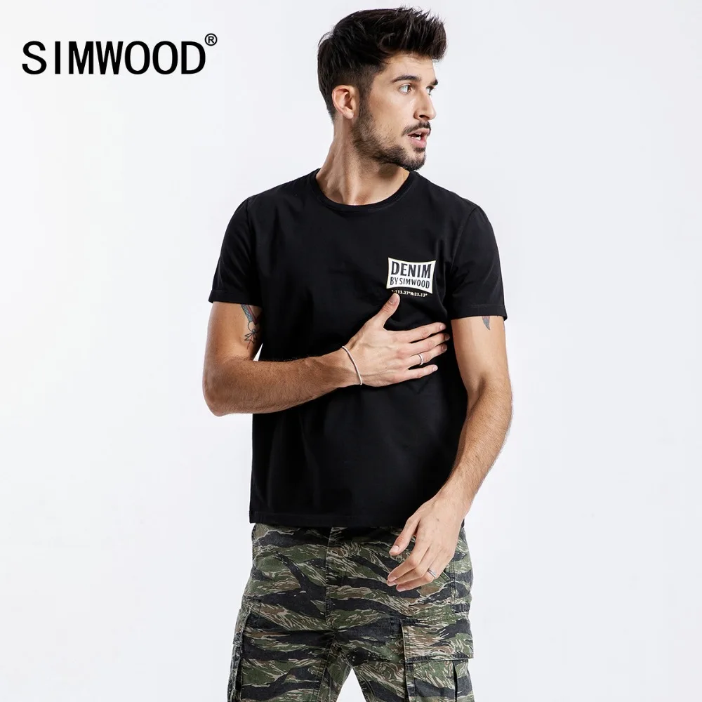 SIMWOOD 2019 летняя новая футболка мужская мода Slim Fit плюс размер 100% хлопок удобные