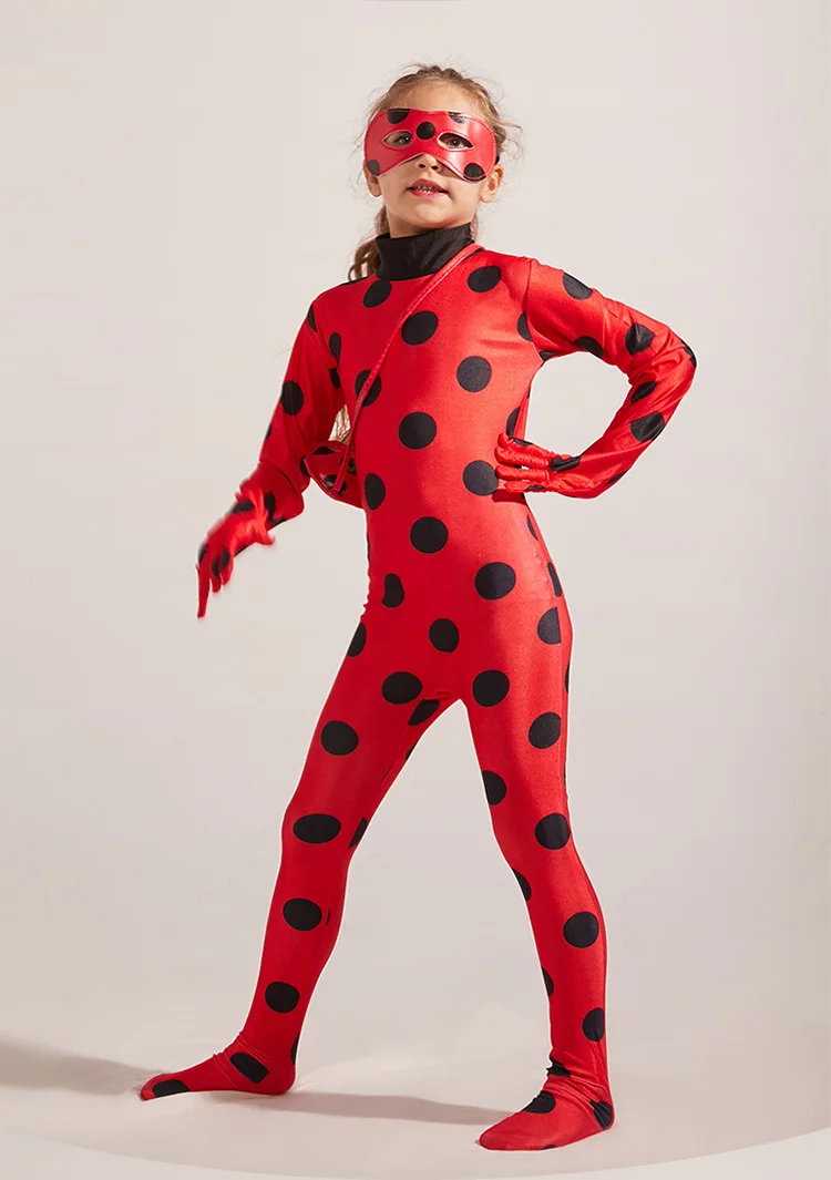 3 Pcs/set Kids Ladybird Costume Clothing Sets Anime Girl Lady Bug Cosplay Marinette Little Beetle Suit Lady Bug Jumpsuit C3082CH