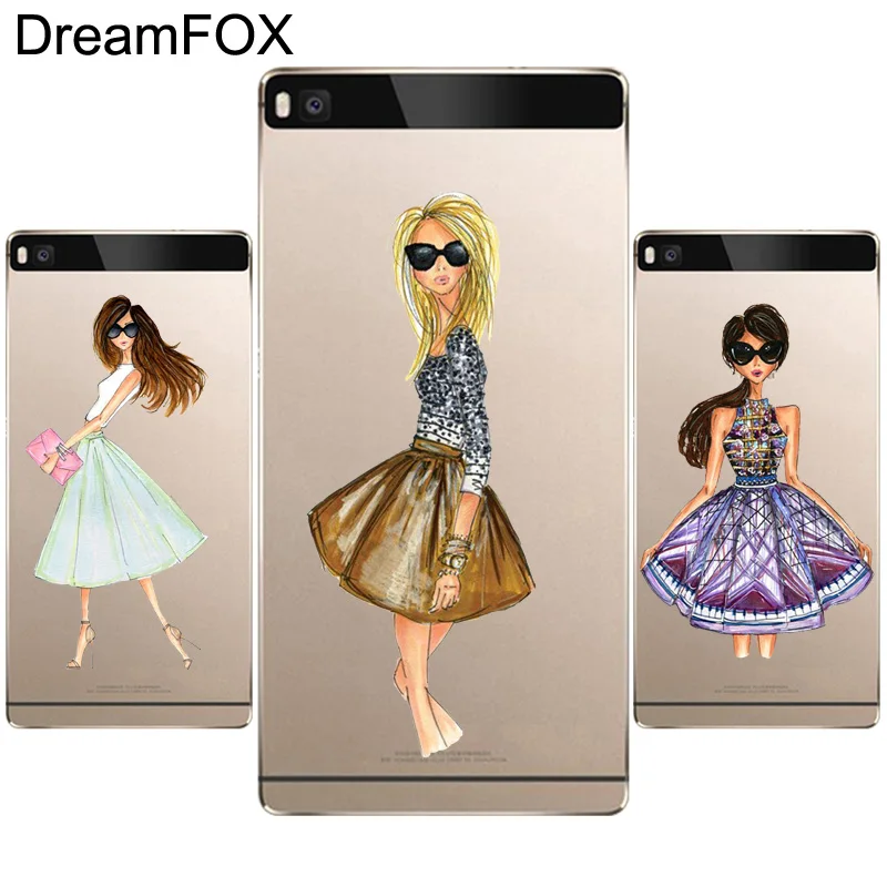 DREAMFOX L041 модное платье сексуальные девушки Мягкий ТПУ силиконовый чехол для huawei P8