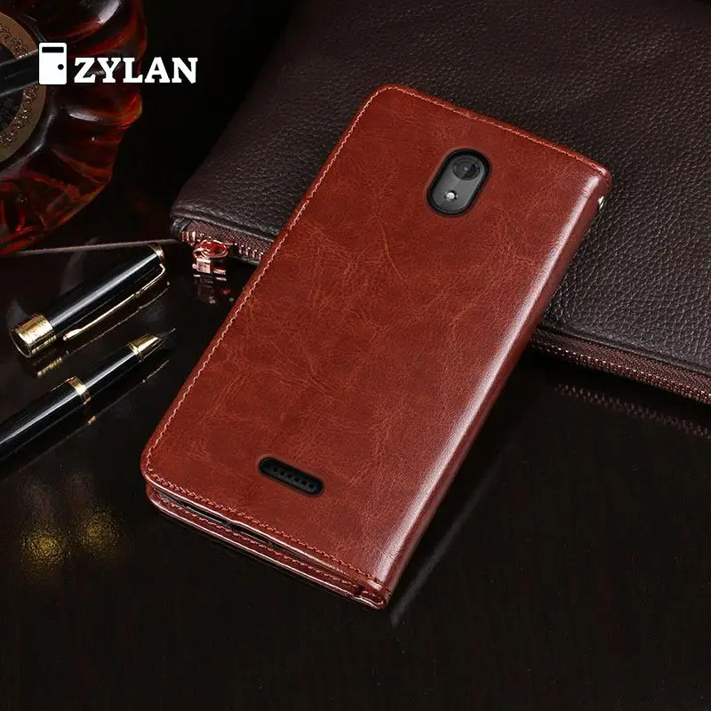 Кожаный чехол для телефона ZYLAN Filp Wiko Sunny 3 Plus с держателем карт кошелек сумка и