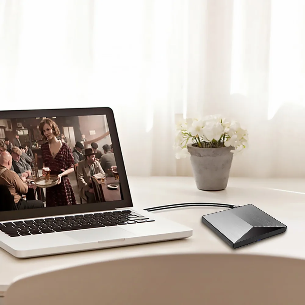 Тонкий легкий алюминиевый сплав USB3.0 Внешний DVD видеорегистратор привод для