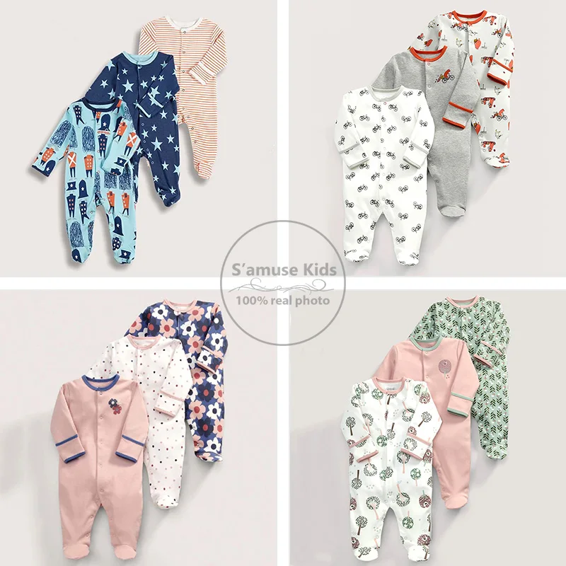 3 шт./лот/ детский хлопковый комбинезон с героями мультфильмов одежда длинными