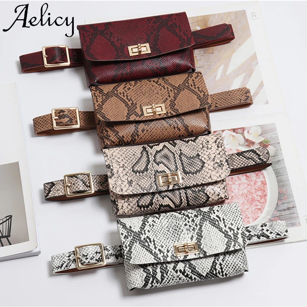 Поясная Сумка Aelicy Женская поясная сумка из змеиной кожи высокого качества с